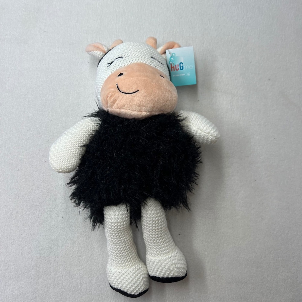 HugMe Plush Cow Walgreens Exclusive 13" Knit &‎ Furry Stuffed Animal NWT